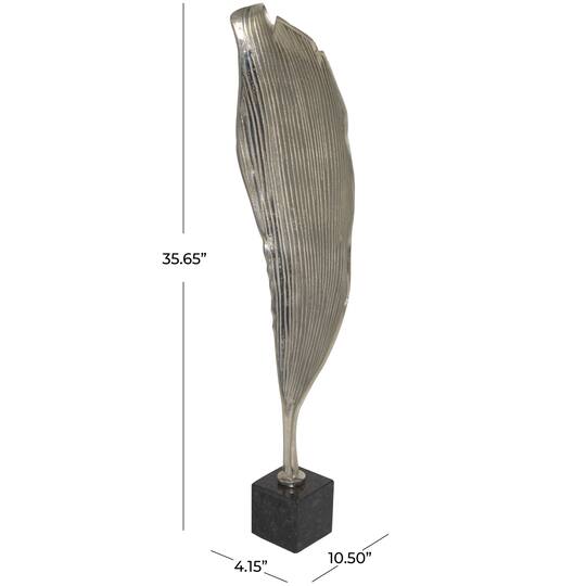 35.5" Embossed Silver Aluminum Leaf Tabletop Décor